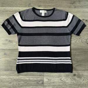 Vintage 90s Casual Corner Annex Striped Short Sleeve Sweater Top -‎ Size Medium